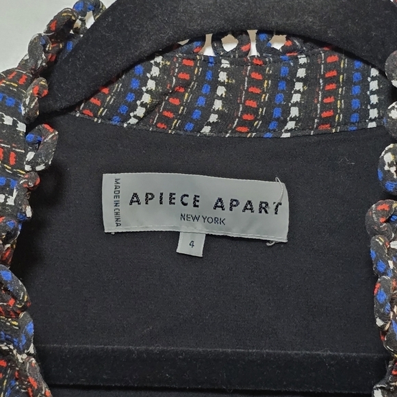 A Piece Apart 100% Silk Printed V Neck Baby Doll High Neck Blouse, sz 4 - Picture 2 of 8